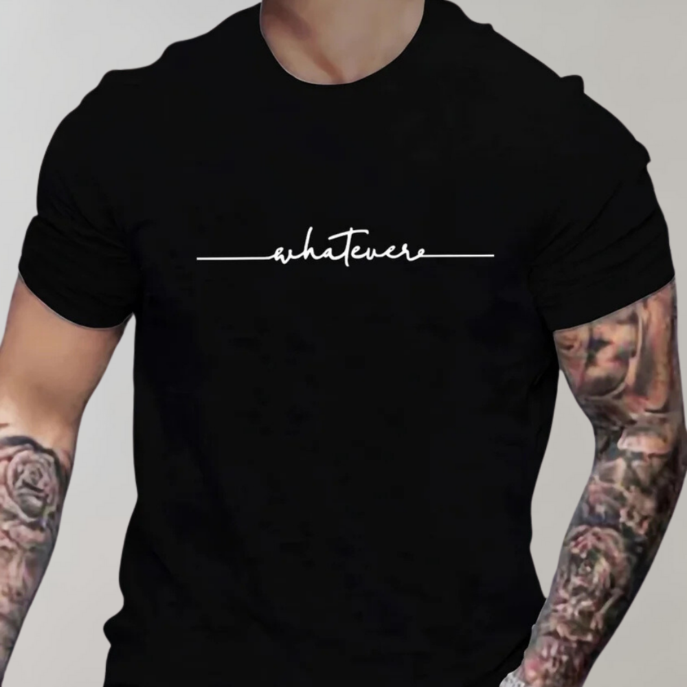 Camiseta casual de hombre con cuello redondo y estampado minimalista