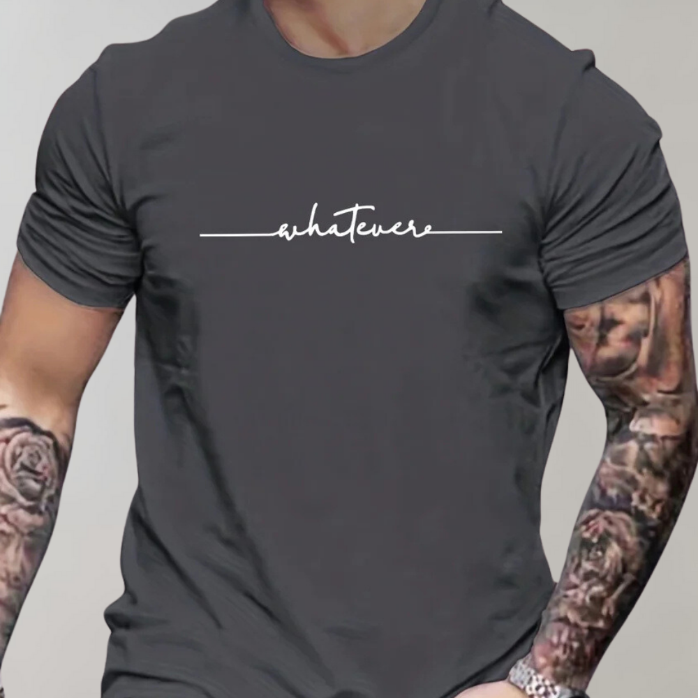 Camiseta casual de hombre con cuello redondo y estampado minimalista