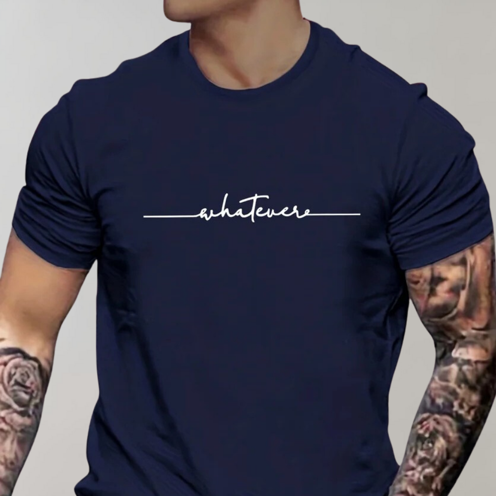 Camiseta informal de hombre con cuello redondo y estampado minimalista