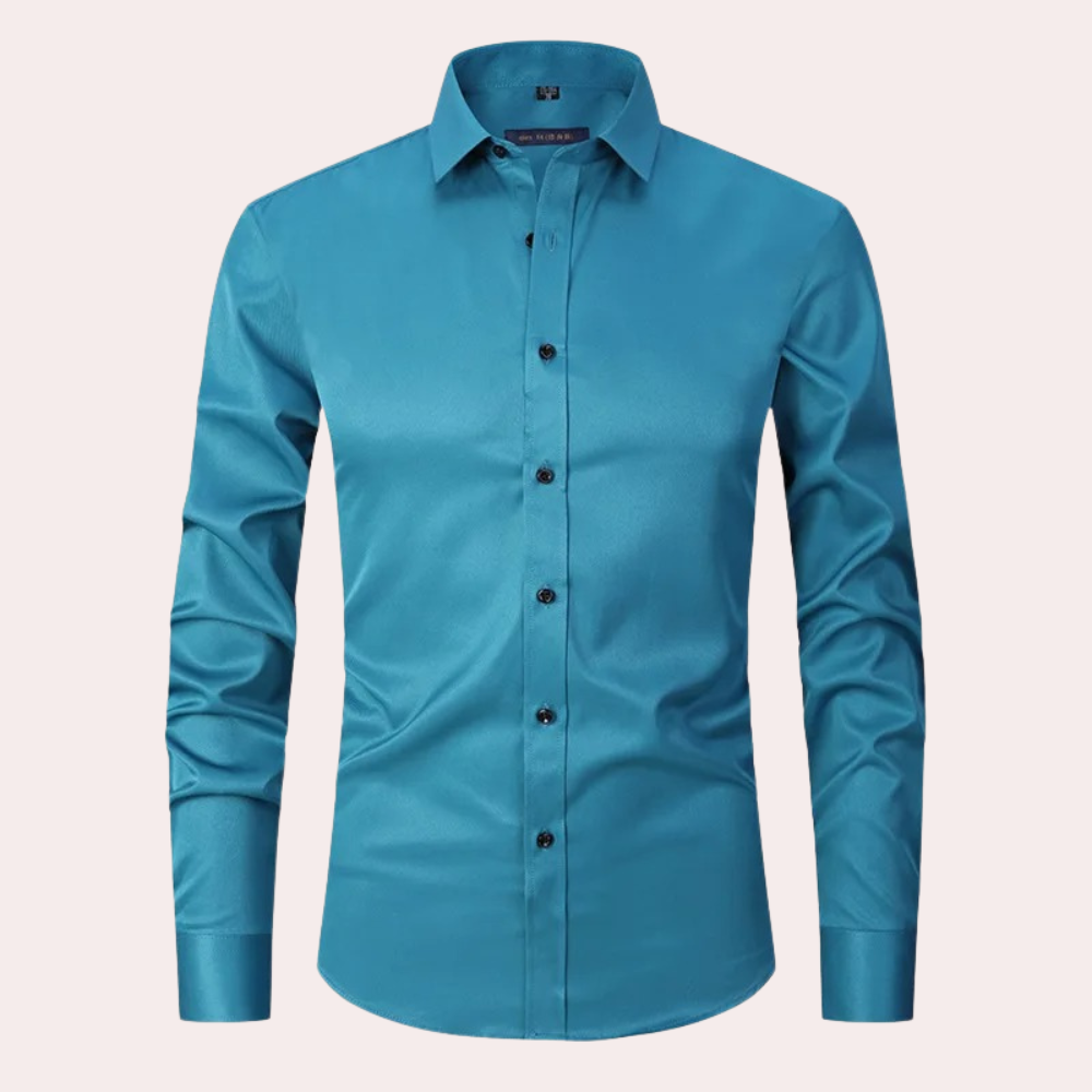 Camisa elástica sin planchado para hombre