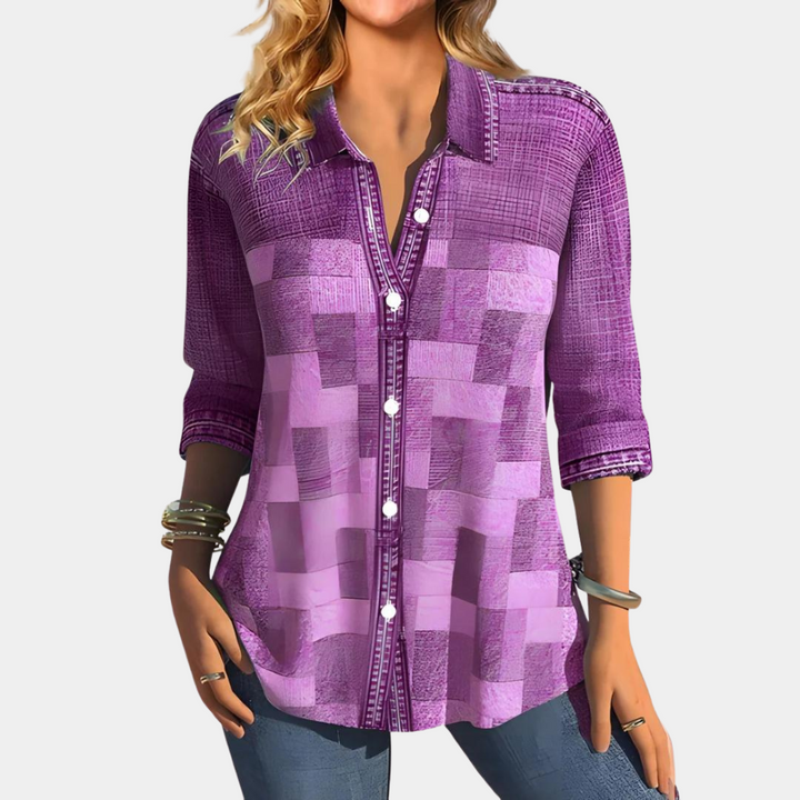 Blusa informal de mujer con estampado de cuadros