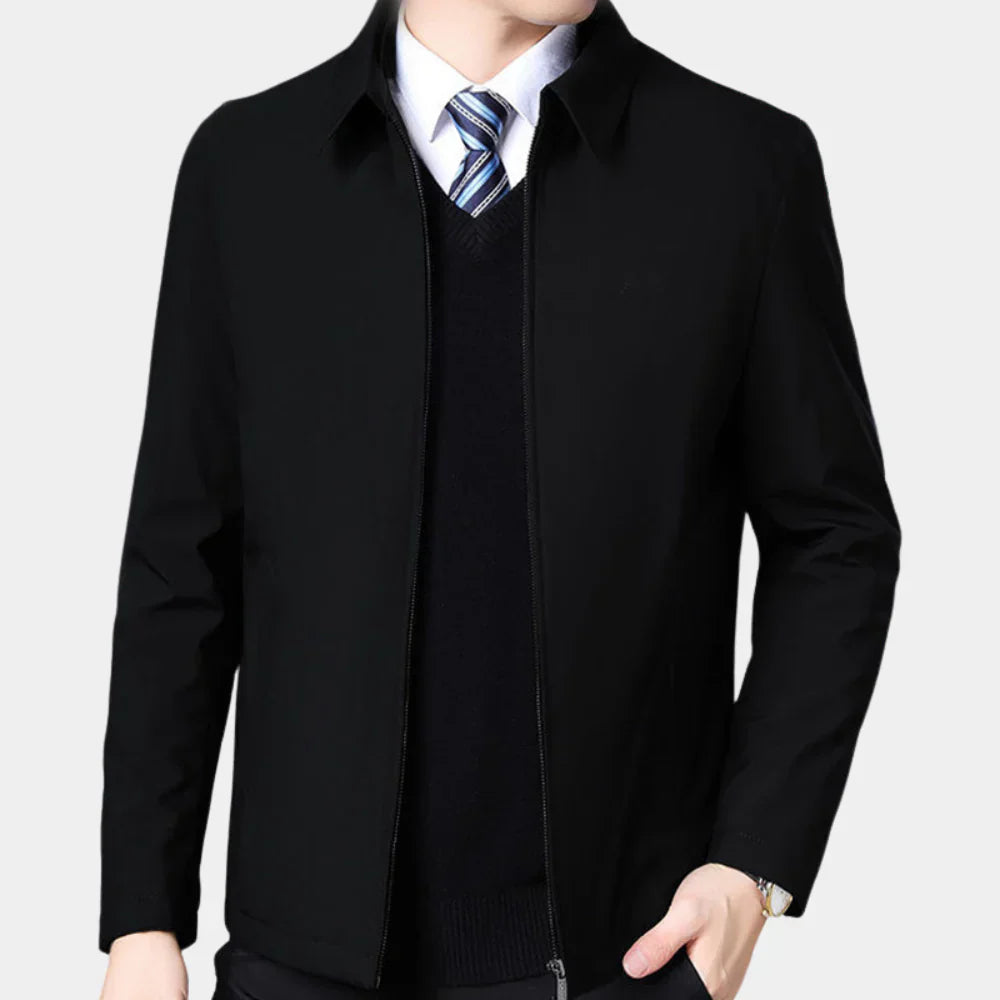 Chaqueta de otoño para hombre con cremallera y cuello clásico