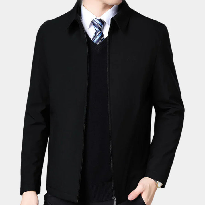 Chaqueta de otoño para hombre con cremallera y cuello clásico