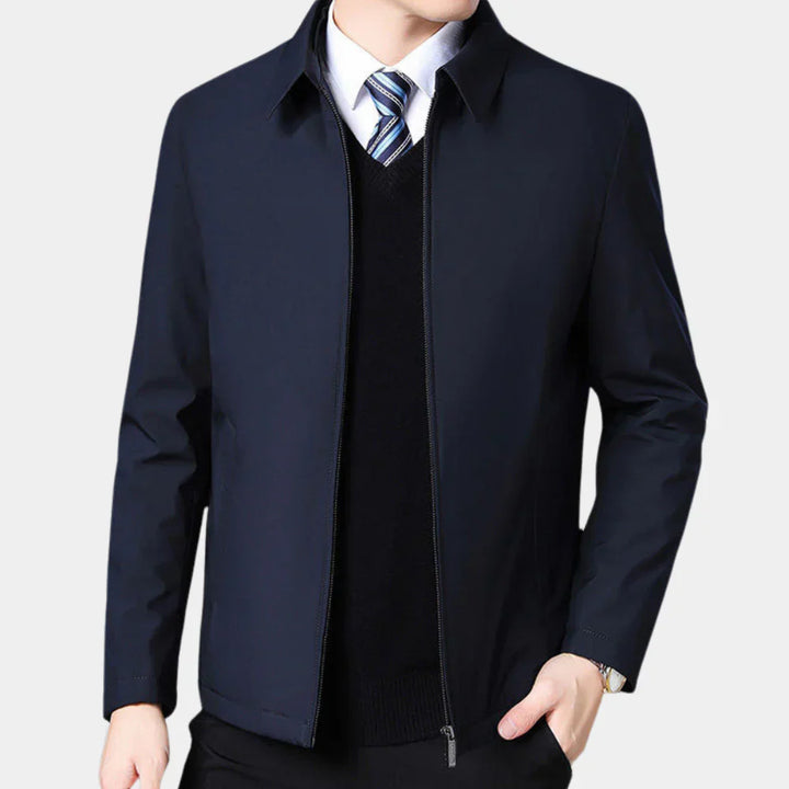 Chaqueta de otoño para hombre con cremallera y cuello clásico