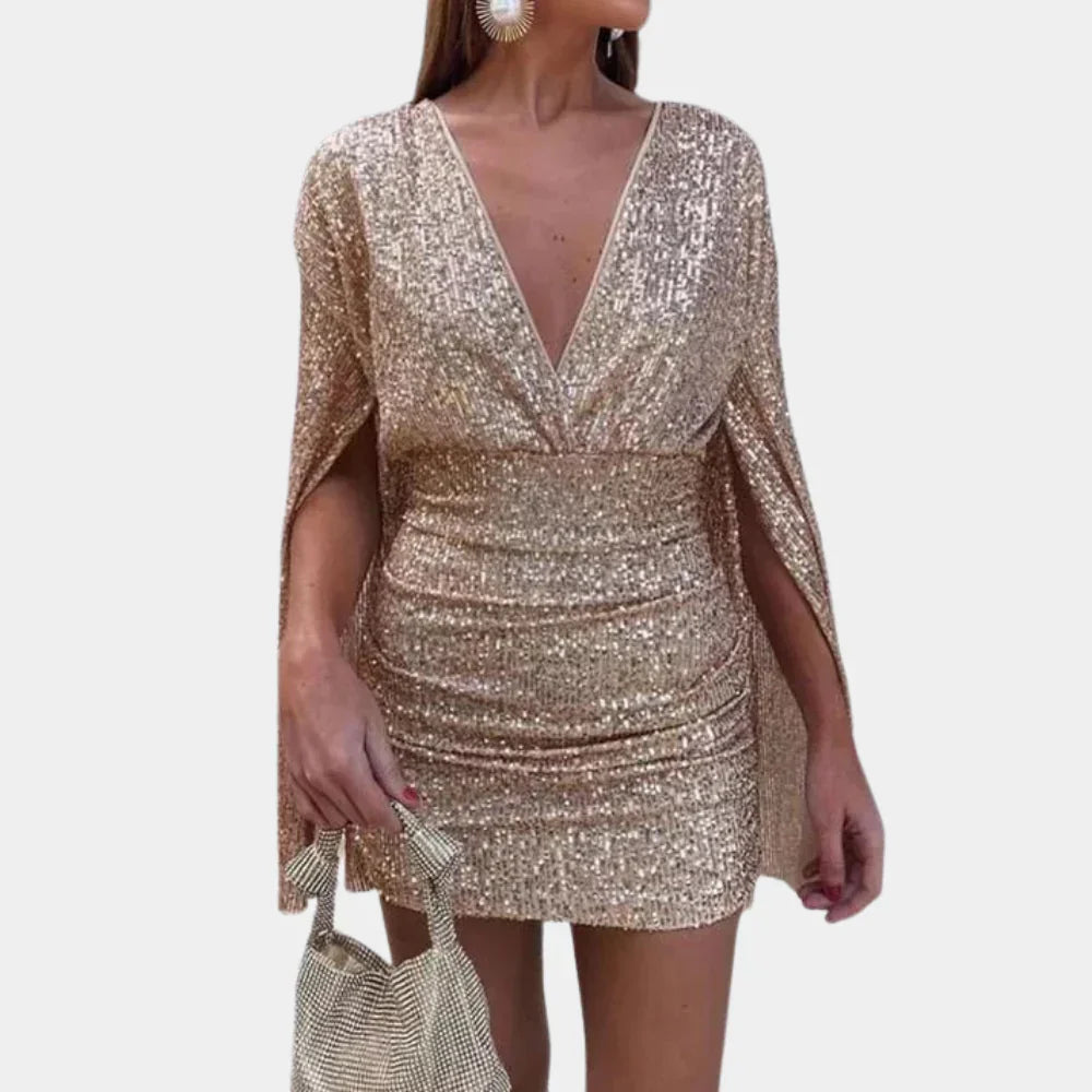 Vestido glamuroso con detalles brillantes