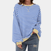 Camiseta de manga larga a rayas oversize para mujer