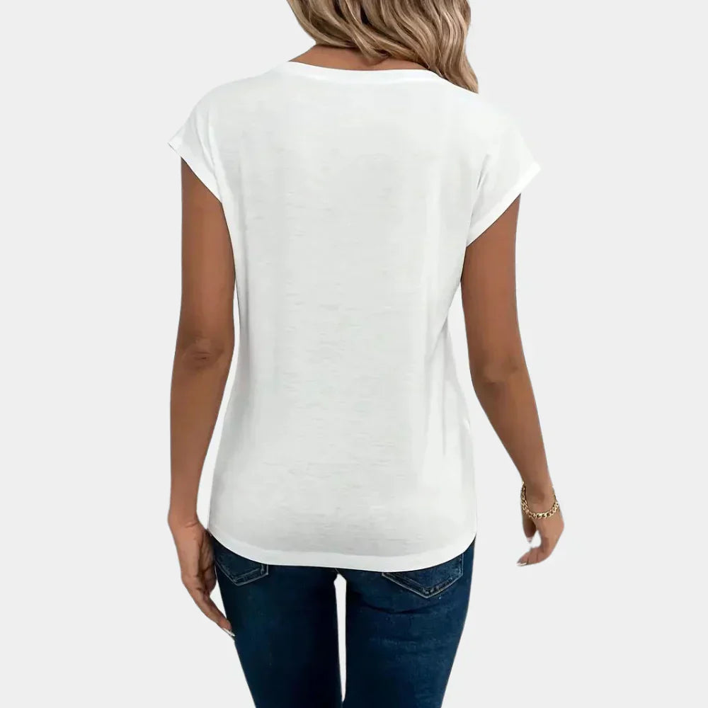Top informal de mujer con cuello en V y elegante sencillez