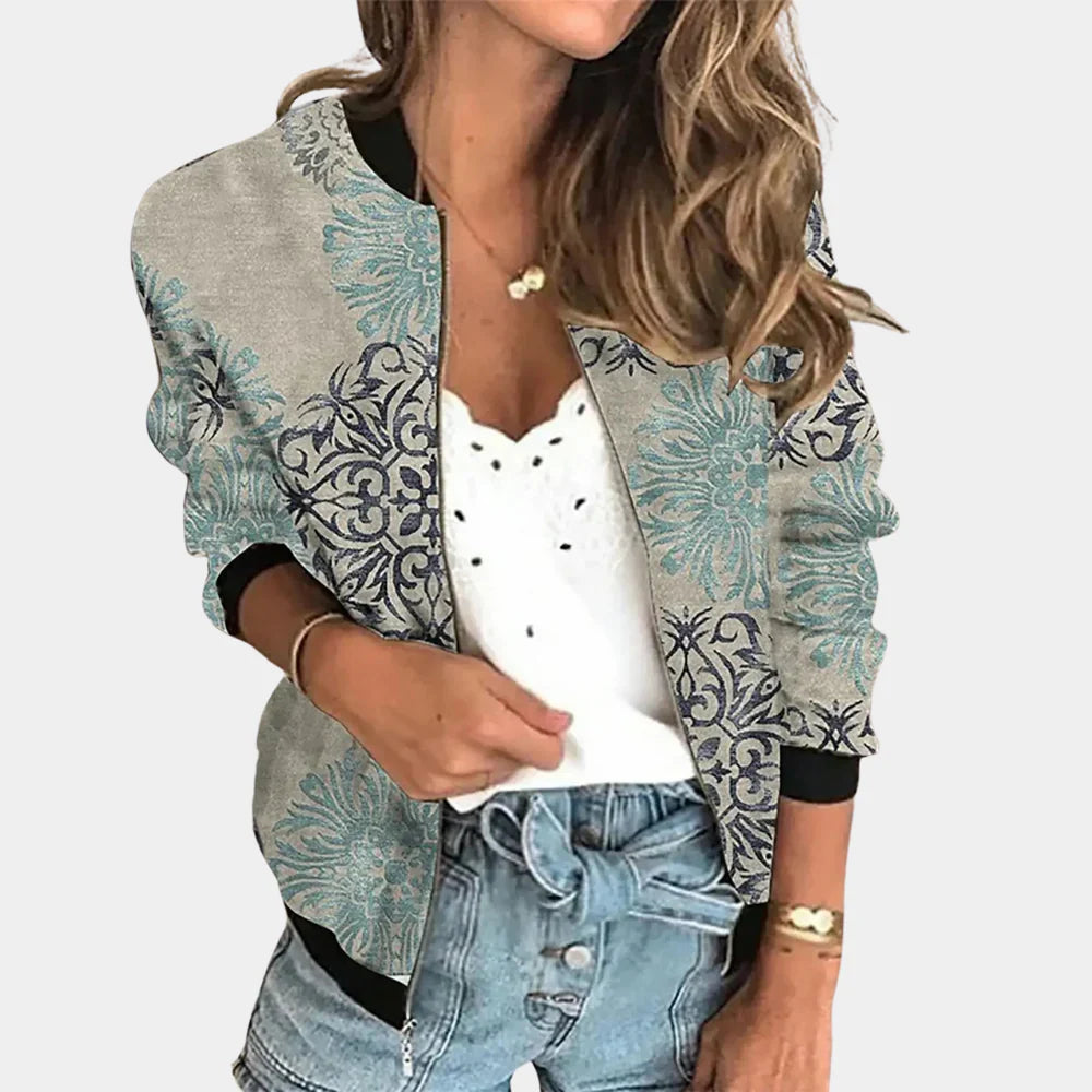 Moderna chaqueta estampada con diseño floral