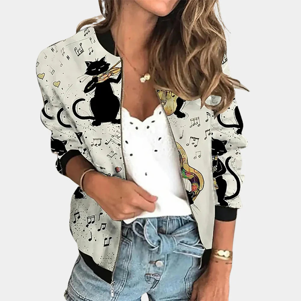 Moderna chaqueta estampada con diseño floral