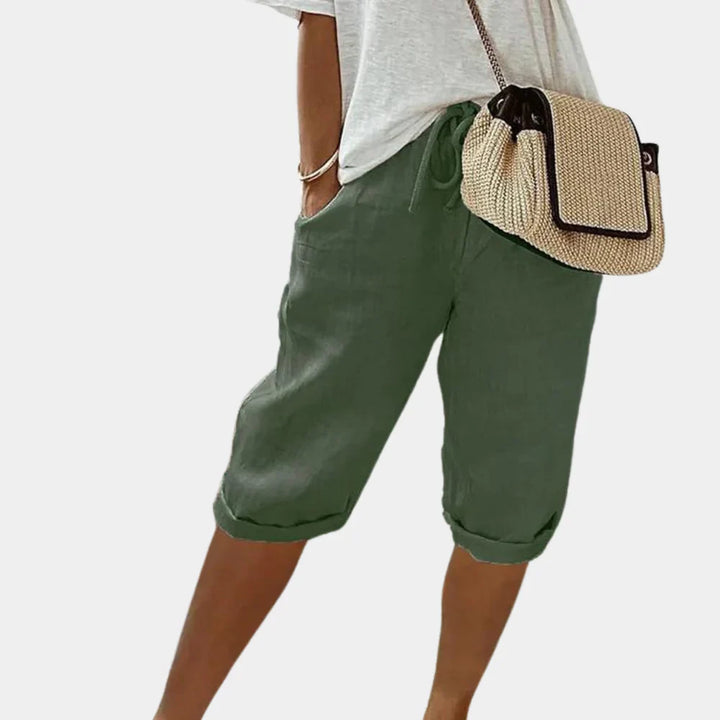 Cómodos pantalones cortos de mujer en mezcla de lino