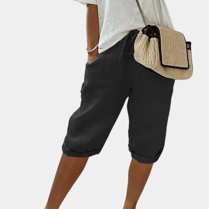 Cómodos pantalones cortos de mujer en mezcla de lino