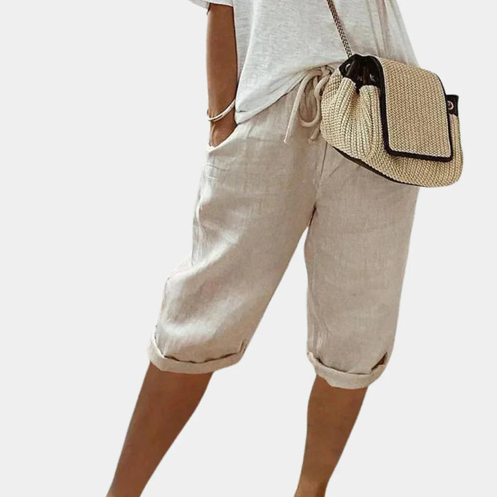 Cómodos pantalones cortos de mujer en mezcla de lino