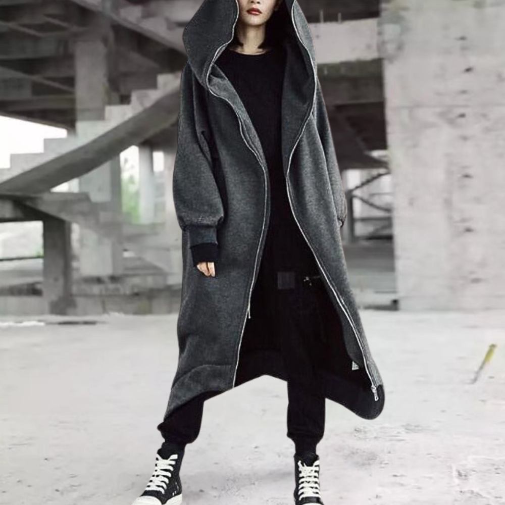 Abrigo oversize de mujer con capucha y cremallera: elegancia y comodidad para todas las estaciones