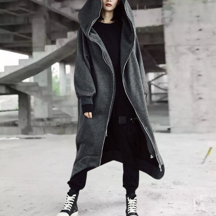 Abrigo oversize de mujer con capucha y cremallera: elegancia y comodidad para todas las estaciones