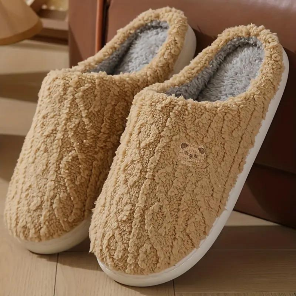 Zapatillas de Panda Fluffy para Mujeres, Listas para el Invierno