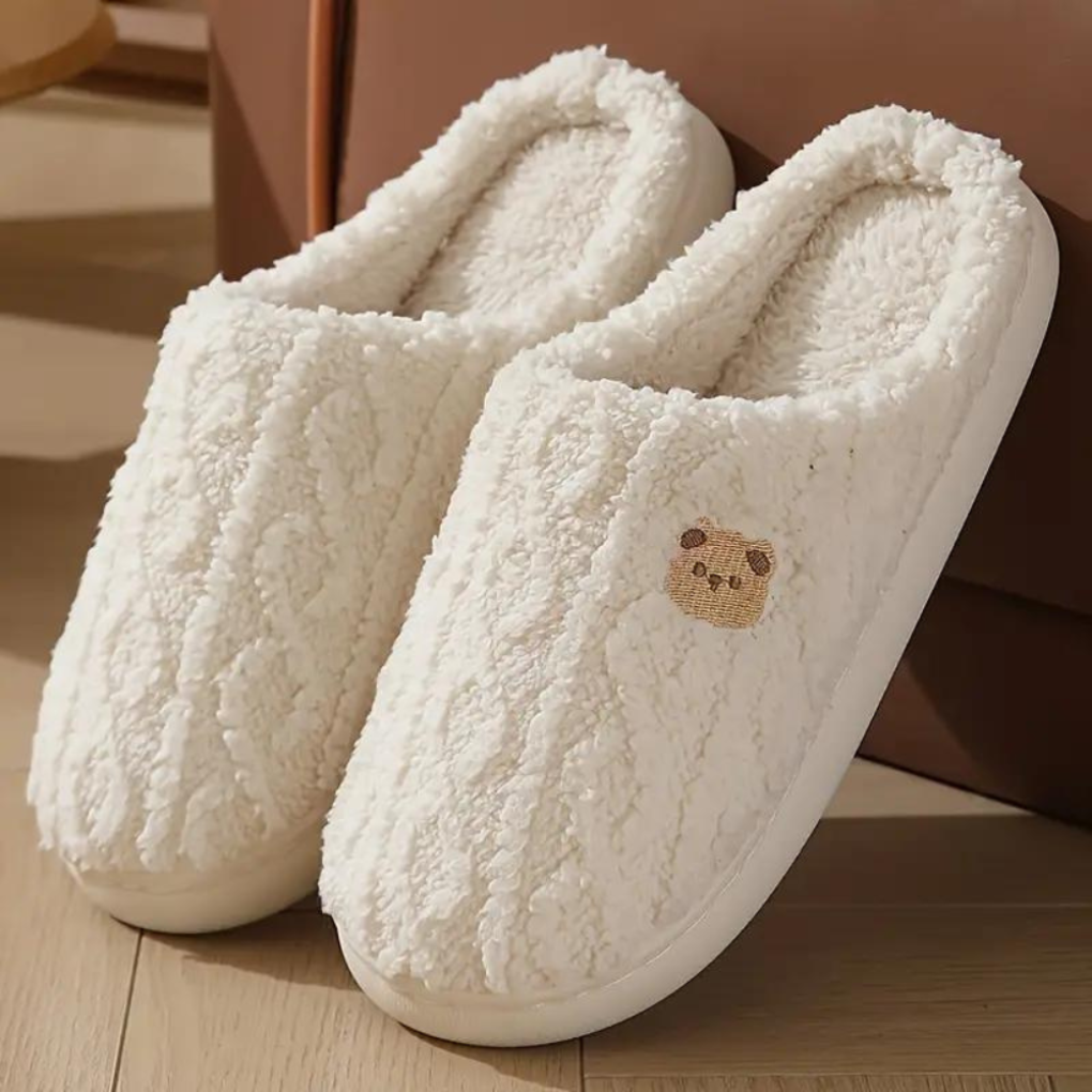 Zapatillas de Panda Fluffy para Mujeres, Listas para el Invierno