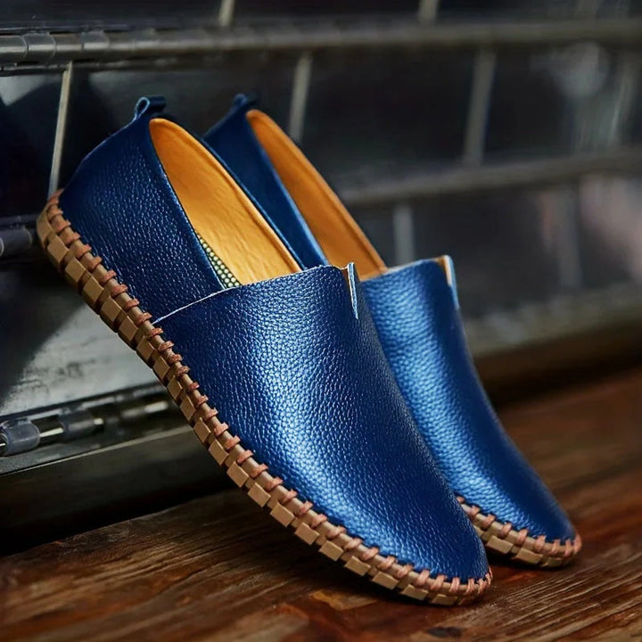 Mocasines Elegantes Mate de Cuero Genuino Sin Talón