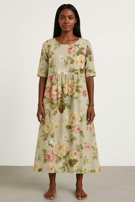 Vestido midi caqui de mujer