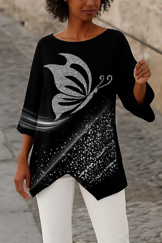 Blusa de mujer con estampado de mariposas