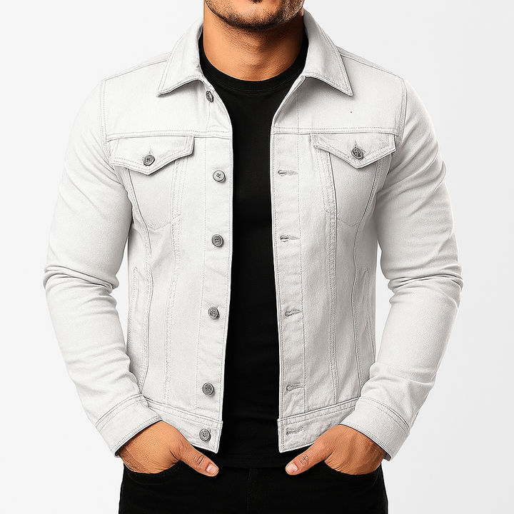 Chaqueta vaquera lisa informal para hombre
