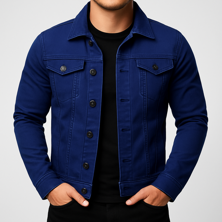 Chaqueta vaquera lisa informal para hombre