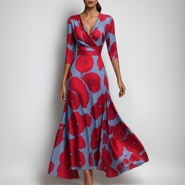 Vestido Maxi Bohemio con Cuello en V Listo para el Verano