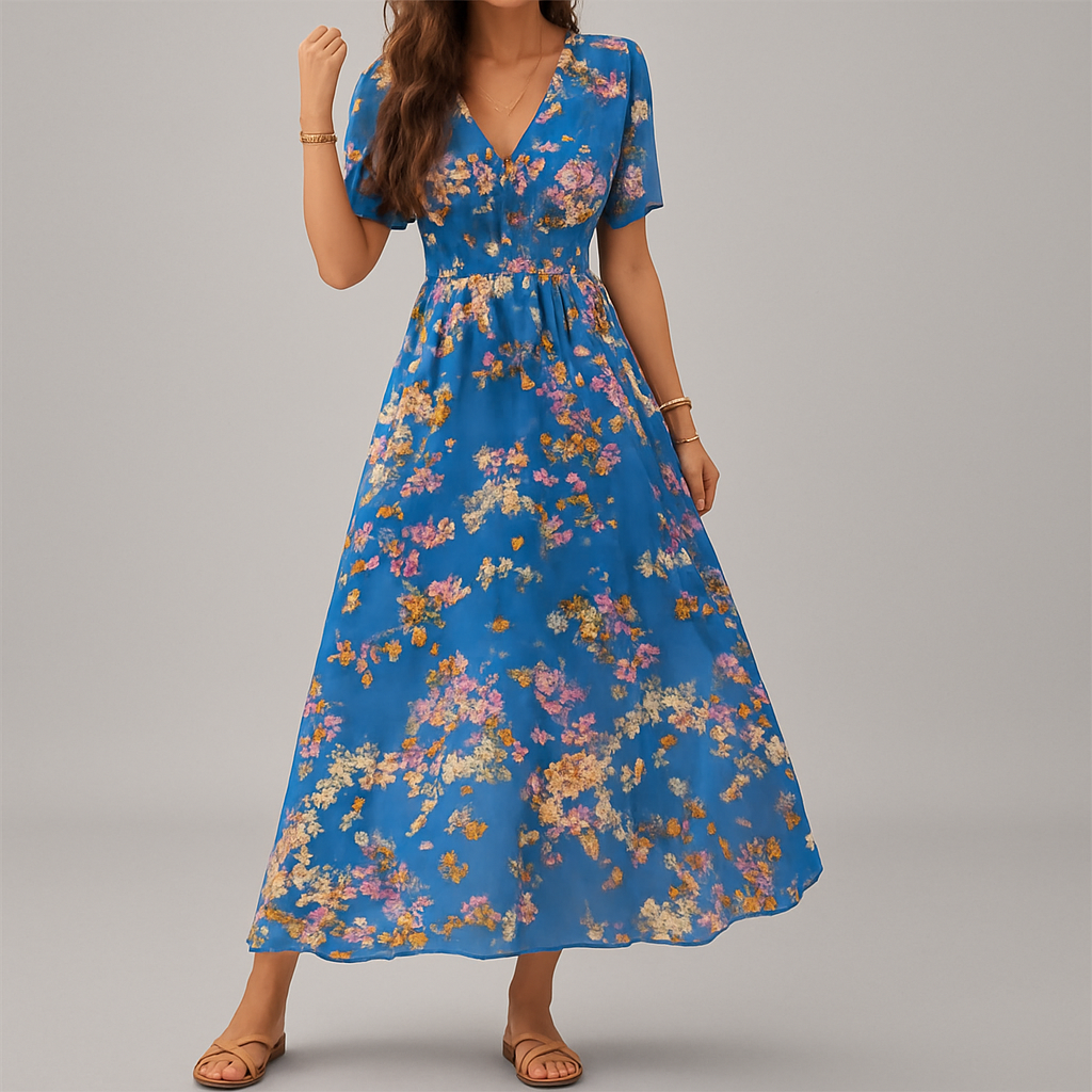 Vestido midi con estampado floral