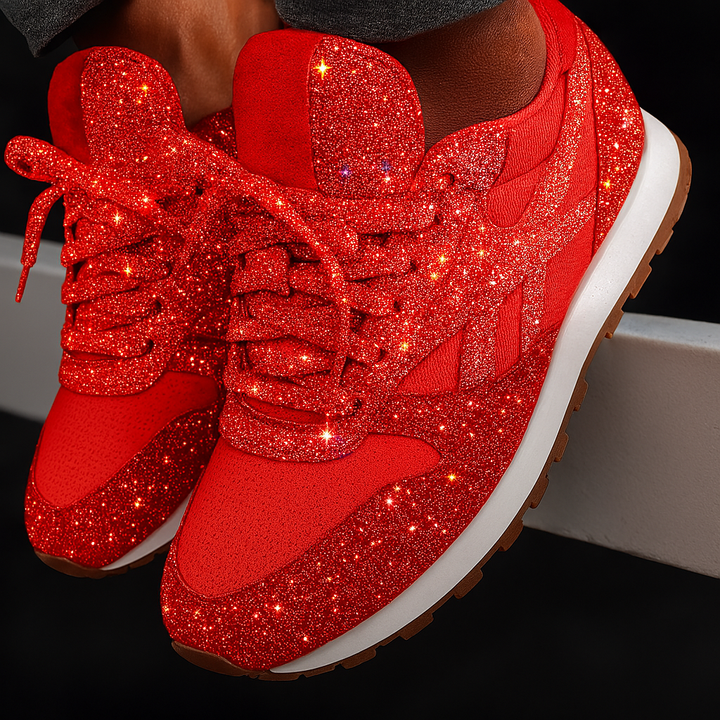 Zapatillas gruesas con purpurina para mujer