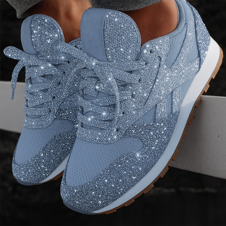 Zapatillas gruesas con purpurina para mujer