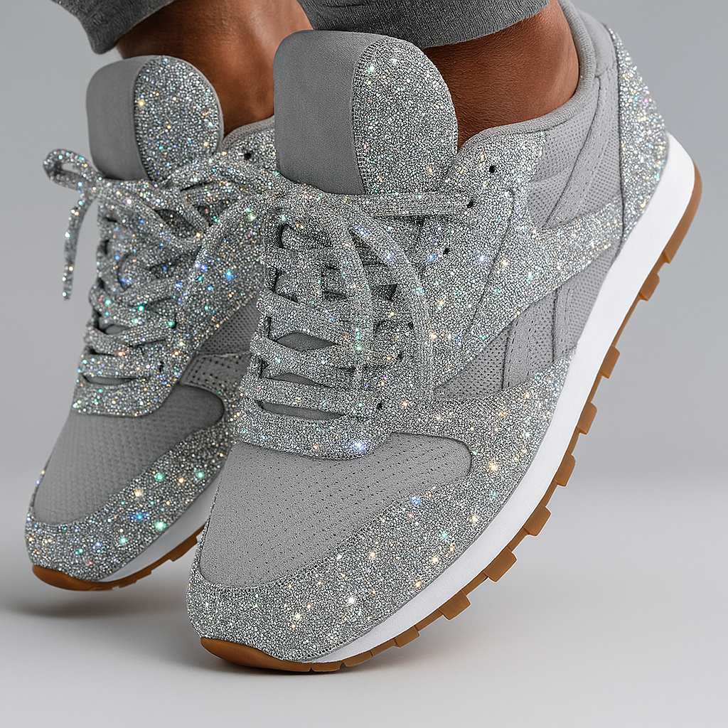 Zapatillas gruesas con purpurina para mujer