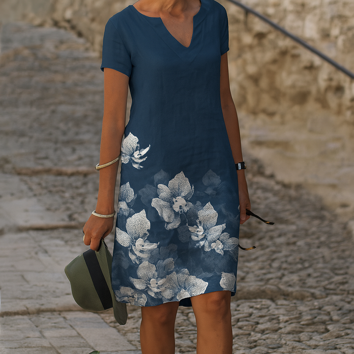 Vestido Casual de Cuello en V para Mujeres