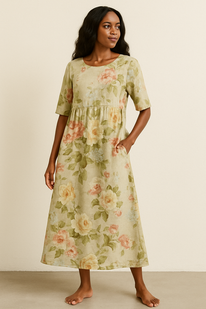 Vestido midi caqui de mujer