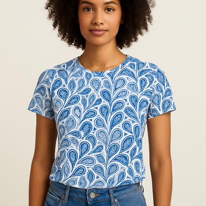 Camiseta estampada azul de mujer
