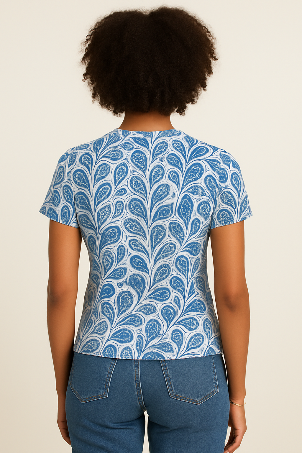 Camiseta estampada azul de mujer