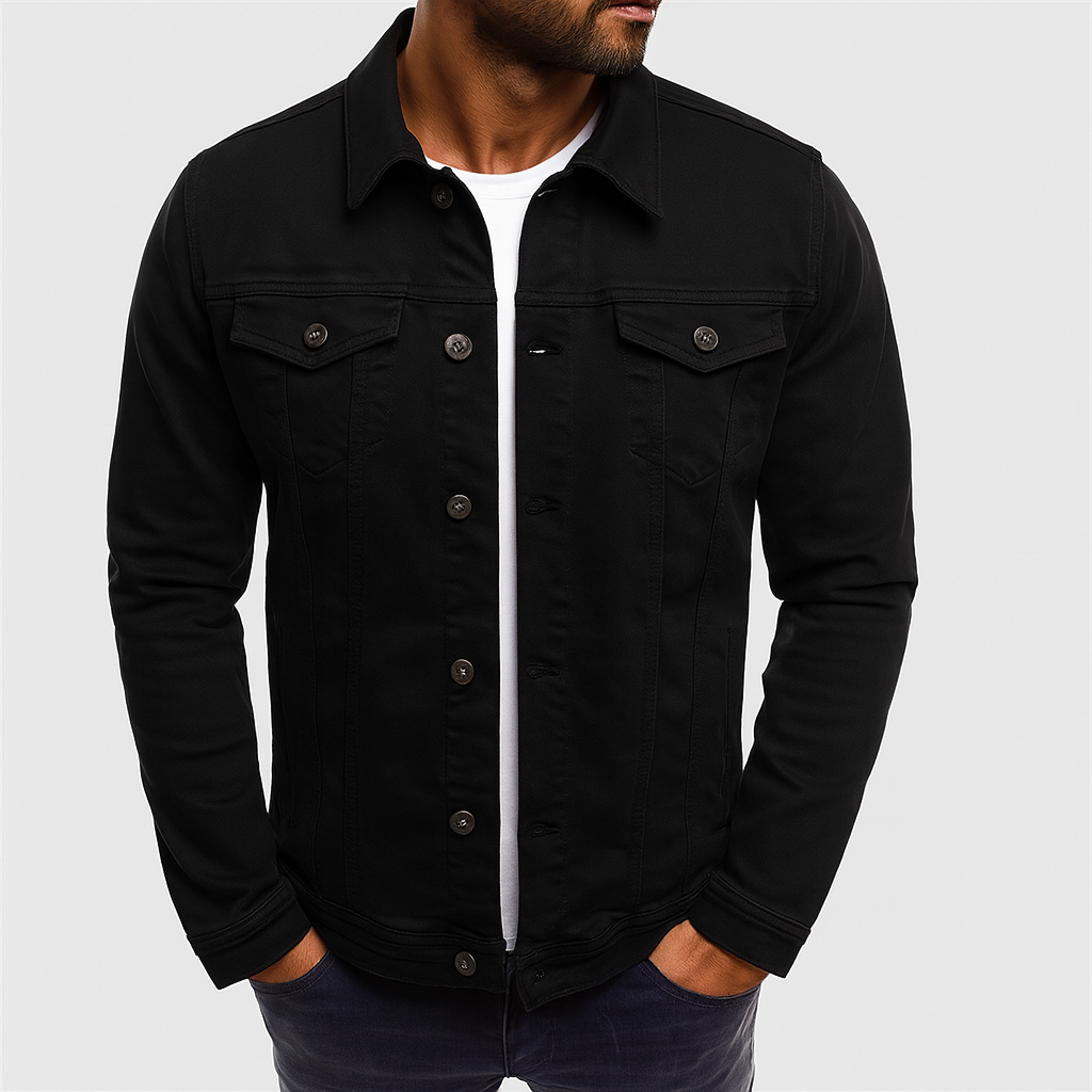 Chaqueta vaquera lisa informal para hombre