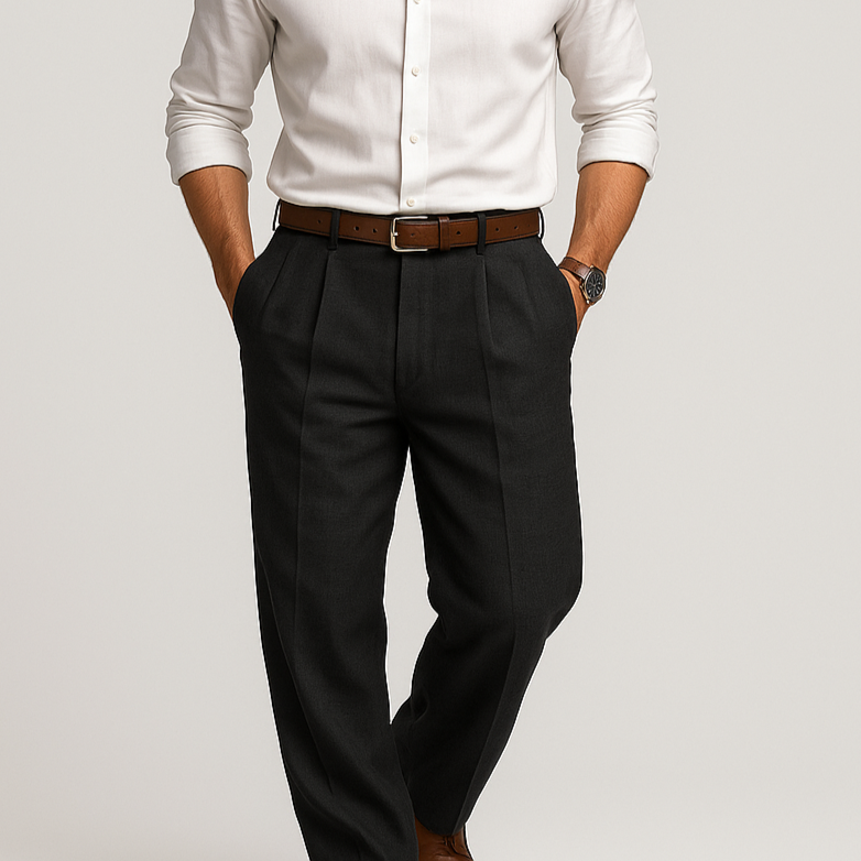 Pantalones informales de algodón lino para hombre