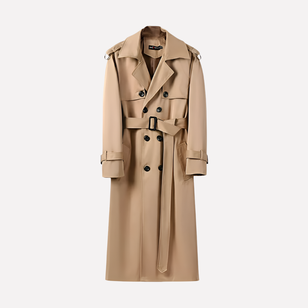 Abrigo Trench hasta la Rodilla con Cinturón para Hombres