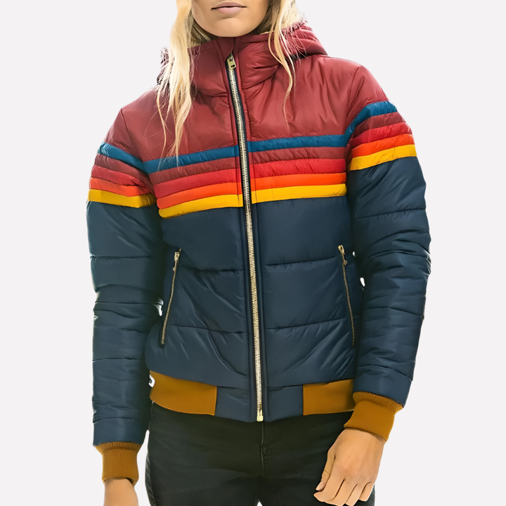 Chaqueta Acolchada para Mujeres con Capucha y Cremallera