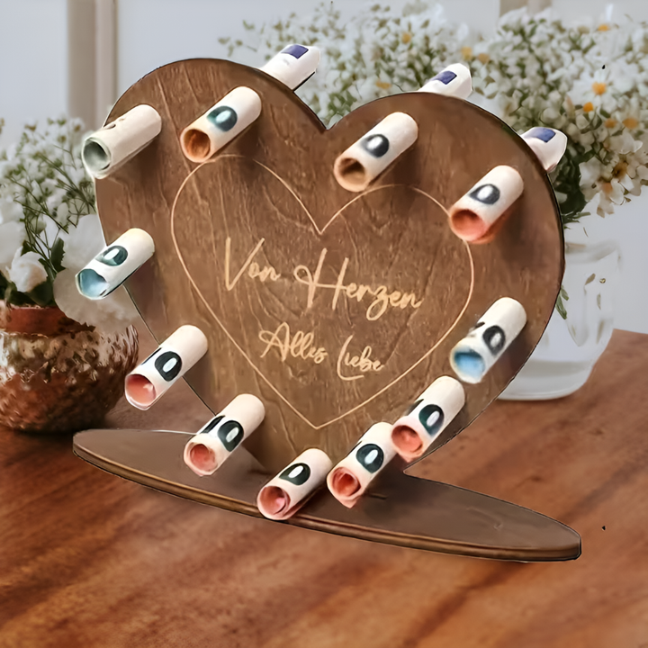 Caja de Regalo de Carta de Amor de Madera en Forma de Corazón
