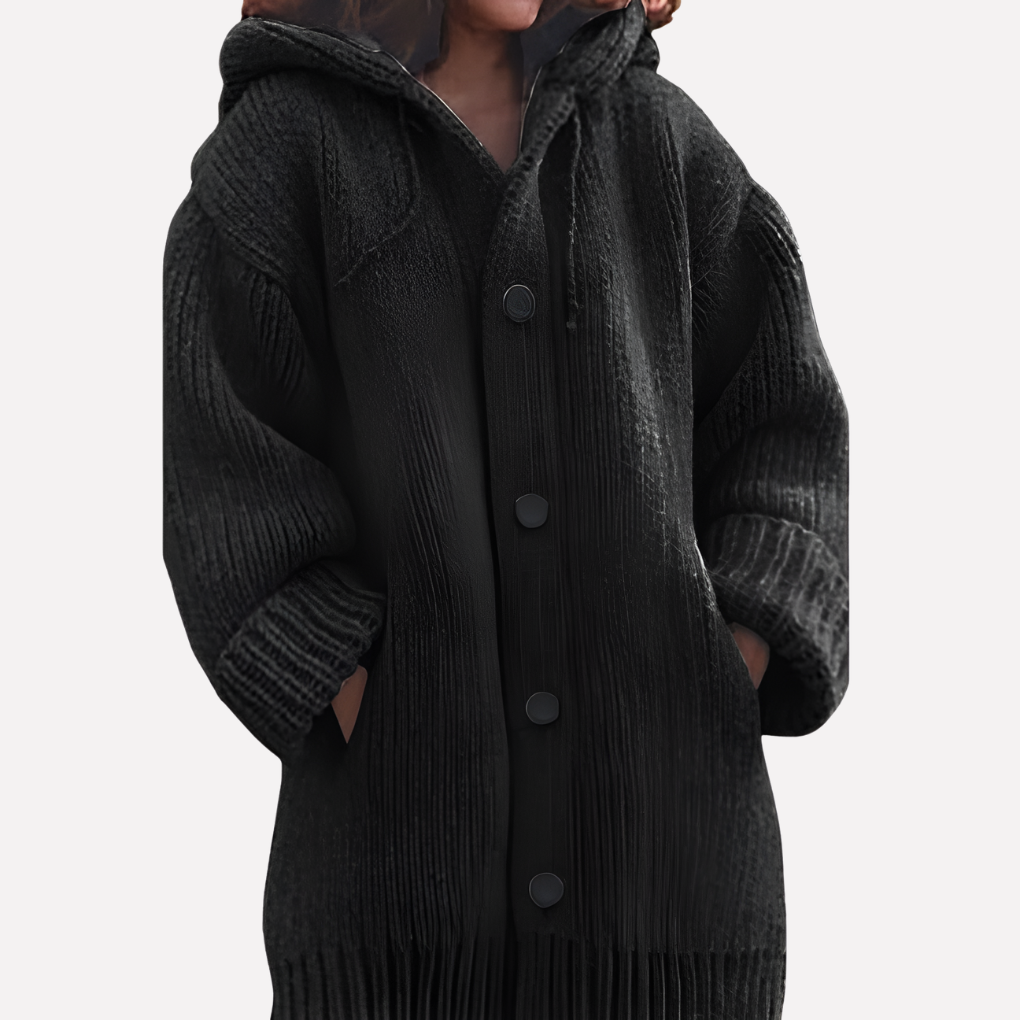 Cardigan con Capucha para Mujeres con Corte Largo