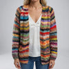 Cardigan de Punto Rayado Abierto para Mujeres