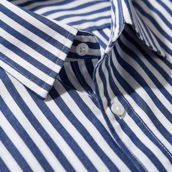 Claddurn - Camisa de manga larga a rayas con botones