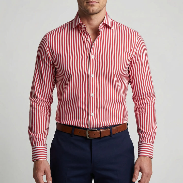 Claddurn - Camisa de manga larga a rayas con botones