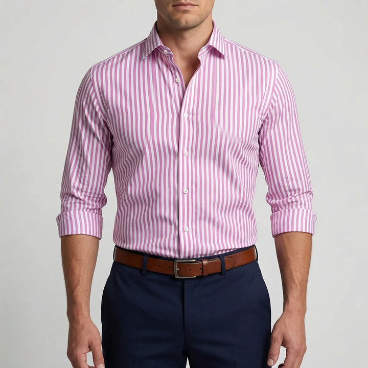 Claddurn - Camisa de manga larga a rayas con botones