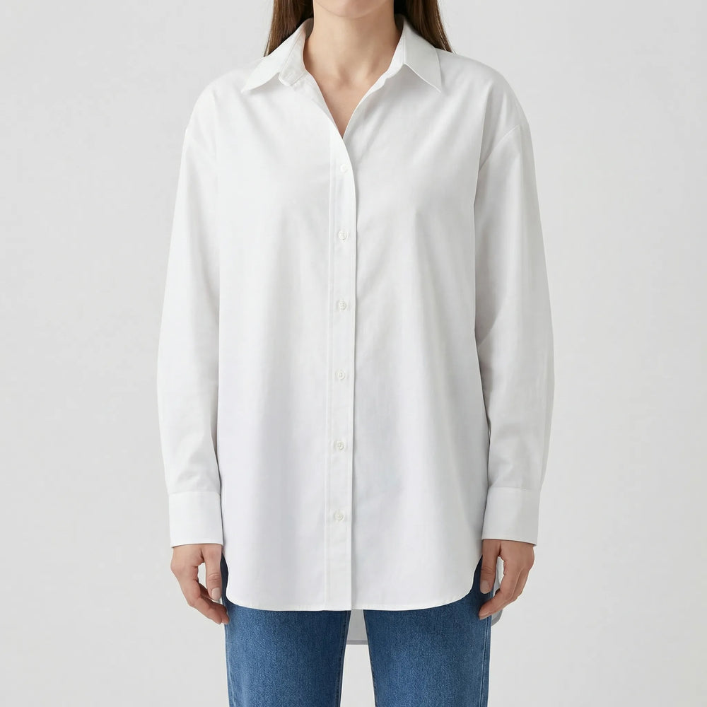 Clarvelle - Blusa estructurada de corte relajado con botones en la parte delantera