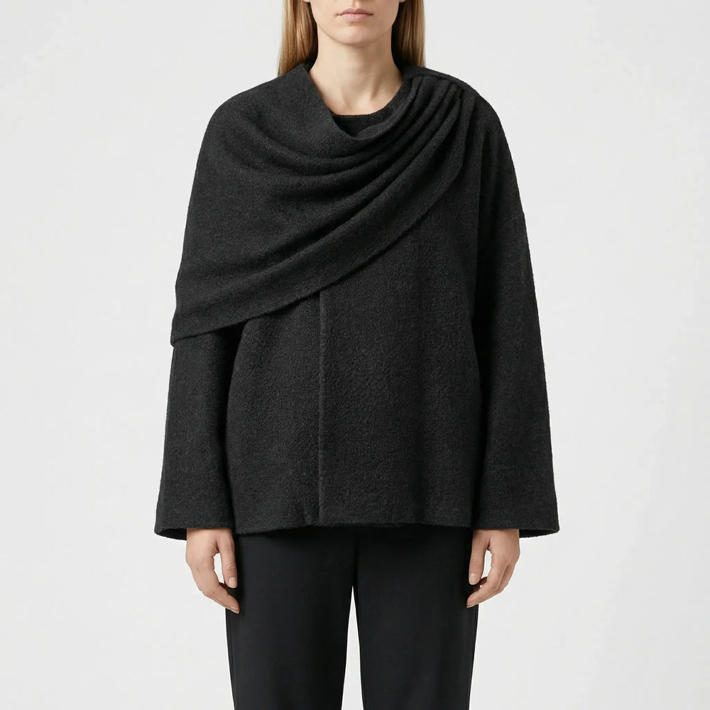 Cloryne - Abrigo de mujer estilo capa drapeada