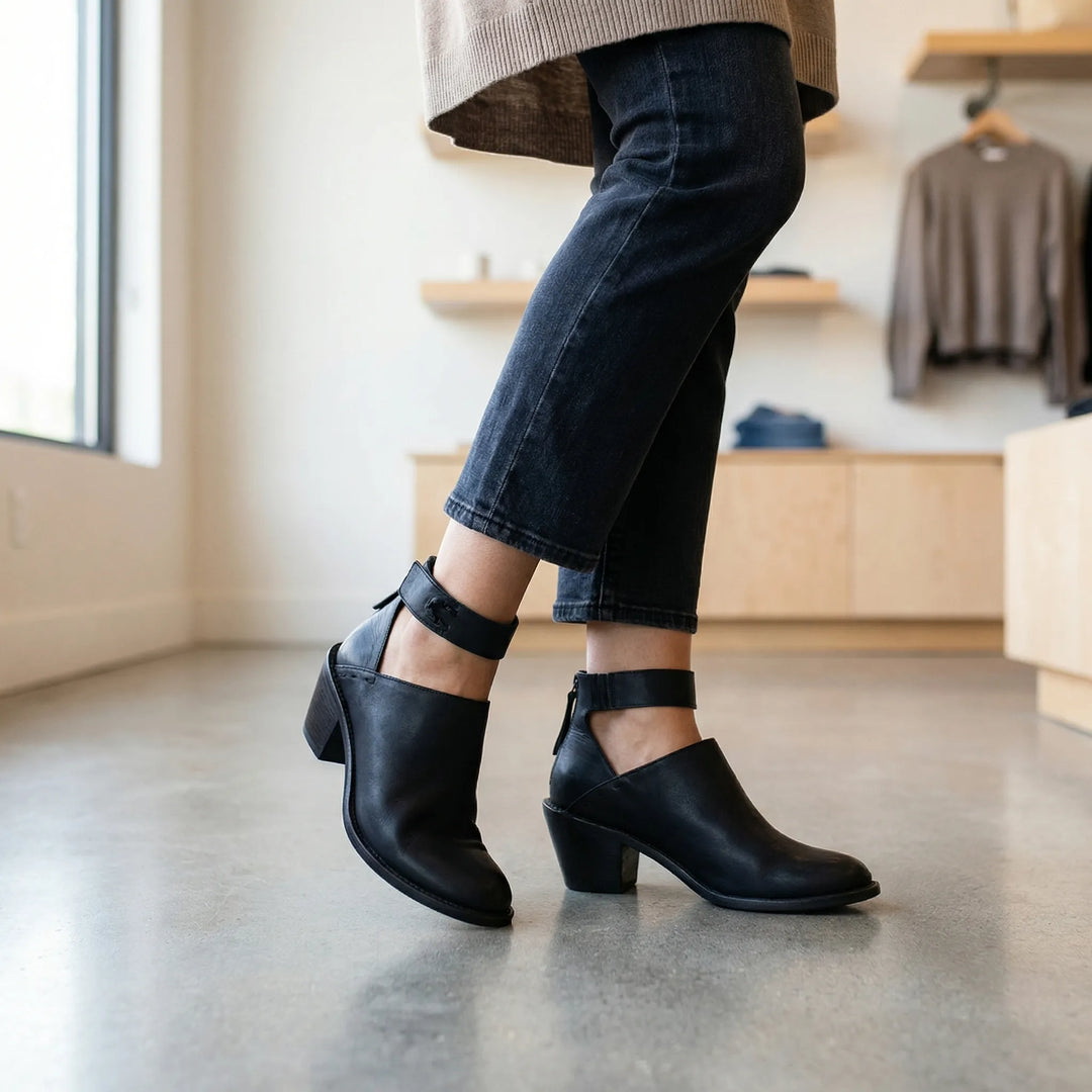 Comforvia - Zapato de tacón de bloque con correa al tobillo