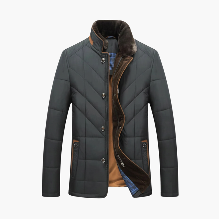 Chaqueta de Pana para Hombres con Cierre de Botón – Capa Externa con Cuello Alto
