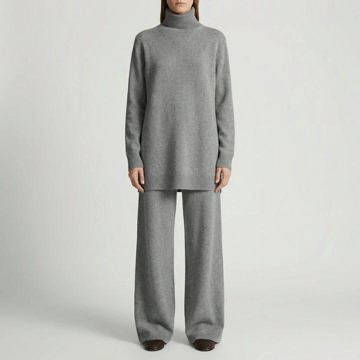 Conjunto de jersey de cuello alto y pantalón de pierna ancha Cozelle