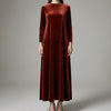 Vestido Maxi de Efecto Velvet para Mujer con Mangas Largas